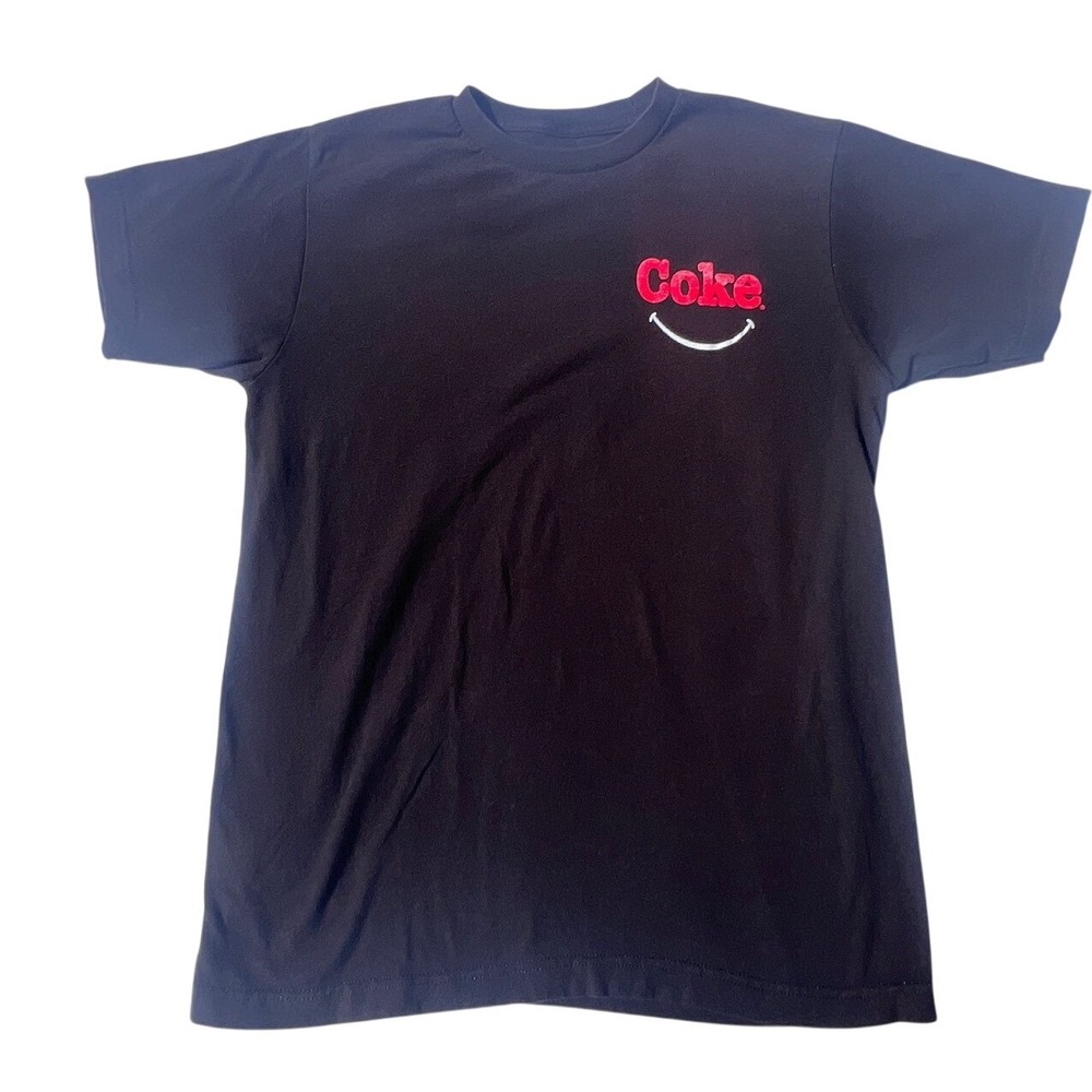 Coca-Cola Coke Smile Graphic T-Shirt Mens Medium Black Short Sleeve Cotton Tee